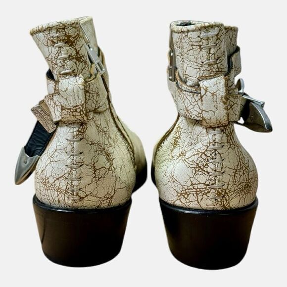 Zadig & Voltaire Cracked Leather Motorcycle Booties Boots Size 38 - Picture 2 of 6